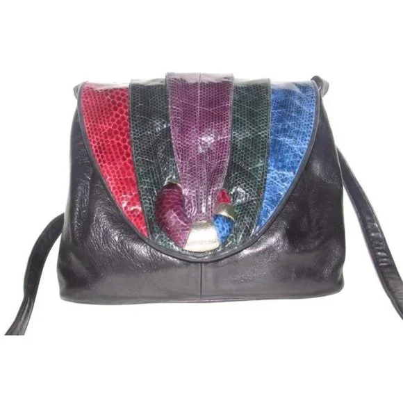 Sharif Multicolor Painted Snakeskin Backpack with Black Patent Trim Sharif | Bags | Nwt Original Artistic Expressions By Sharif  main image 2